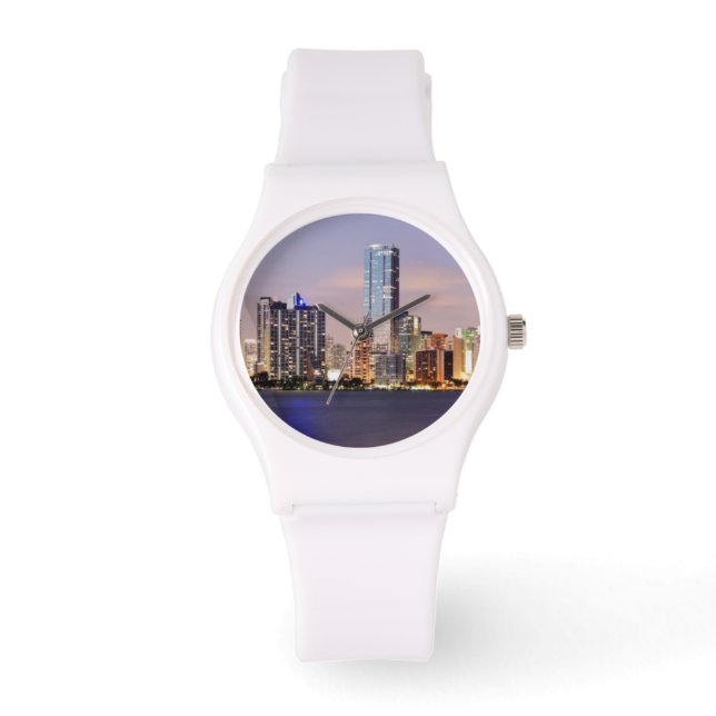 VS, Florida, Miami skyline bij schemering 2 Horloge (Voorkant)