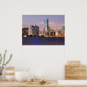 VS, Florida, Miami skyline bij schemering 2 Poster (Keuken)