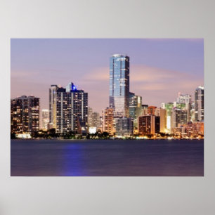 VS, Florida, Miami skyline bij schemering 2 Poster