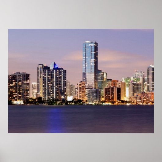 VS, Florida, Miami skyline bij schemering 2 Poster (Voorkant)