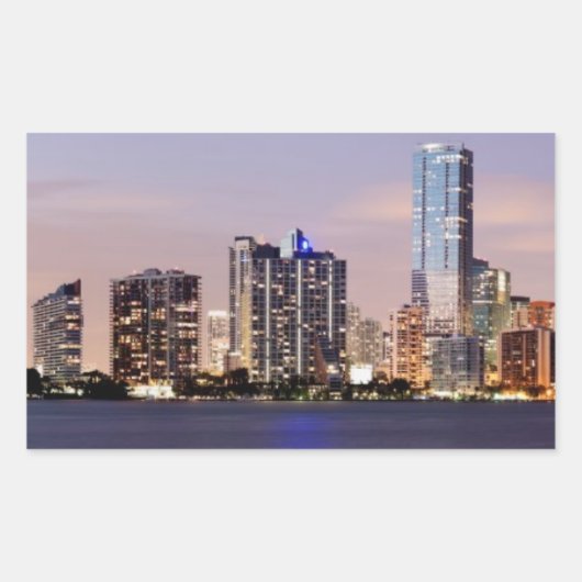 VS, Florida, Miami skyline bij schemering 2 Rechthoekige Sticker (Voorkant)