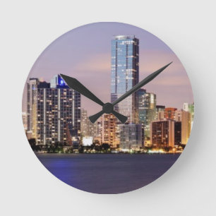 VS, Florida, Miami skyline bij schemering 2 Ronde Klok