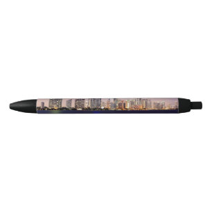 VS, Florida, Miami skyline bij schemering 2 Zwarte Inkt Pen