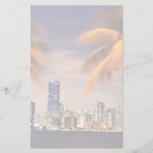 VS, Florida, Miami skyline bij schemering Briefpapier