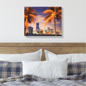 VS, Florida, Miami skyline bij schemering Canvas Afdruk (Insitu (Slaapkamer))