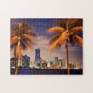 VS, Florida, Miami skyline bij schemering Legpuzzel