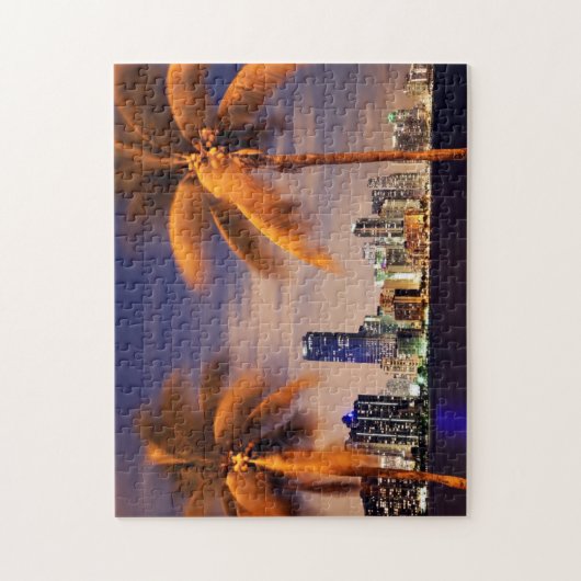 VS, Florida, Miami skyline bij schemering Legpuzzel (Verticaal)