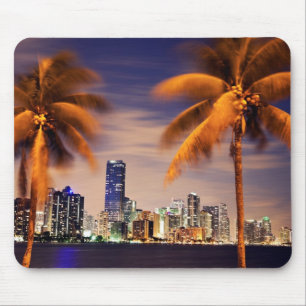 VS, Florida, Miami skyline bij schemering Muismat