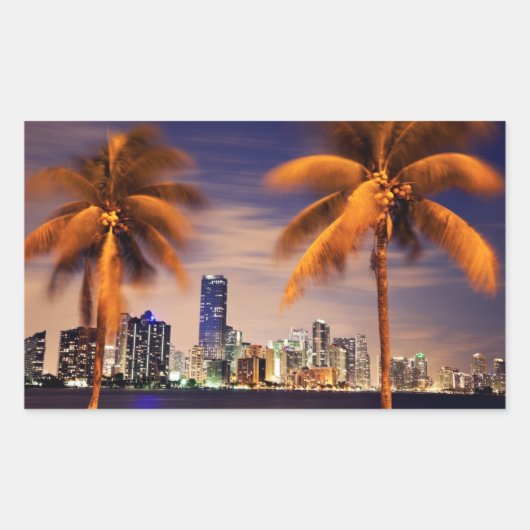 VS, Florida, Miami skyline bij schemering Rechthoekige Sticker (Voorkant)
