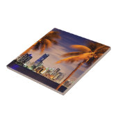 VS, Florida, Miami skyline bij schemering Tegeltje (Zijkant)
