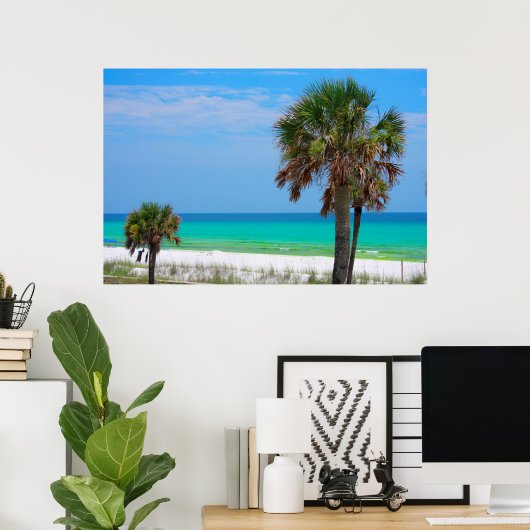 VS, Florida. palmbomen op de maragingkust Poster (Thuiskantoor)