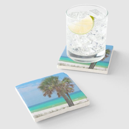 VS, Florida. palmbomen op de maragingkust Stenen Onderzetter (Zijkant)