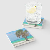 VS, Florida. Palmbomen op Emerald Coast Stenen Onderzetter (Zijkant)