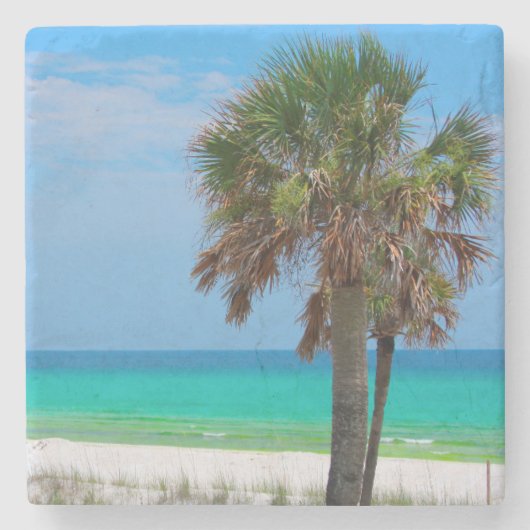 VS, Florida. Palmbomen op Emerald Coast Stenen Onderzetter (Voorkant)