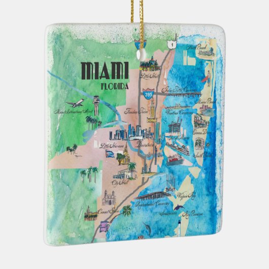 VS Florida reisaffiche met hoogtepunten en Keramisch Ornament (Rechts)