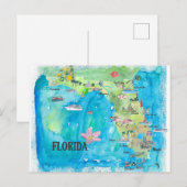 VS Florida State Fine Art Print Retro Map Briefkaart (Voorkant / Achterkant)