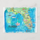 VS Florida State Fine Art Print Retro Map Briefkaart (Voorkant)