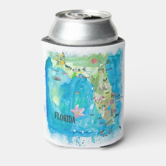 VS Florida State  map met hoogtepunten Blikjeskoeler (Blikje Achterkant)