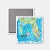 VS Florida State  map met hoogtepunten Magneet (Voorkant / Achterkant)