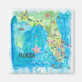 VS Florida State  map met hoogtepunten Magneet (Voorkant)