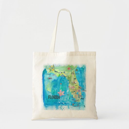 VS Florida State map met hoogtepunten Tote Bag (Voorkant)