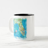 VS Florida State  map met hoogtepunten Tweekleurige Koffiemok (Voorkant links)
