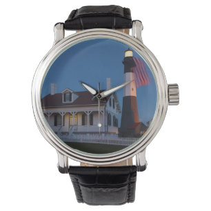 VS, Georgia, Tybee Island, Vlag Hijsen Horloge