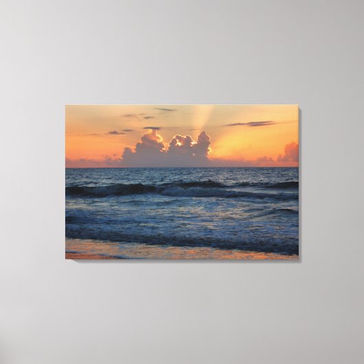 VS, Georgië, Tybee Island, Tybee Island Beach Canvas Afdruk (Voorkant)