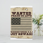  VS Gezocht: Gezocht: Vrede of Liefde Ontwerp Briefpapier (Staand voorkant)