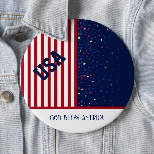 VS God Bless America Star Patriottisch 4 juli Ronde Button 6,0 Cm (In situ)