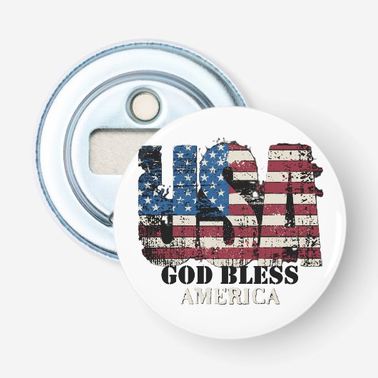 VS God zegene Amerika Button Flesopener (Voorkant)