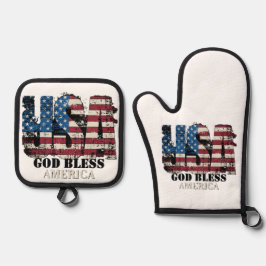 VS God zegene Amerika Ovenwant & Pannenlap Set