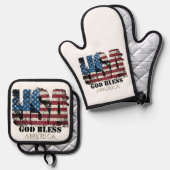 VS God zegene Amerika Ovenwant & Pannenlap Set (Voorkant / Achterkant)