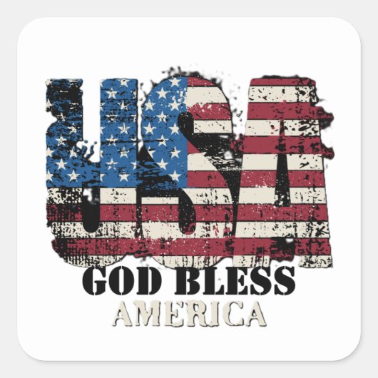 VS God zegene Amerika Vierkante Sticker (Voorkant)