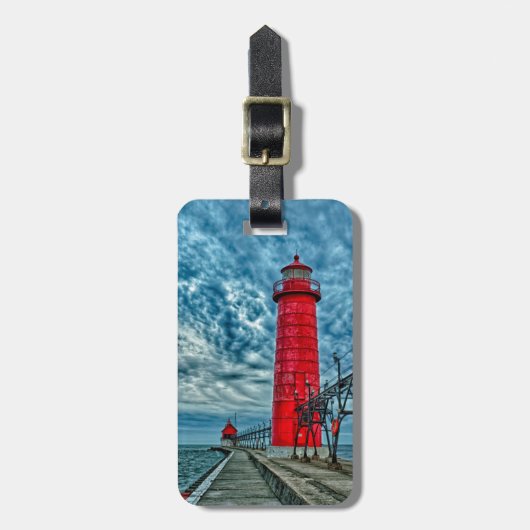 VS, Grand Haven, Michigan, vuurtoren Bagagelabel (Voorkant verticaal)