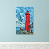 VS, Grand Haven, Michigan, vuurtoren Canvas Afdruk (Insitu (Houten vloer))