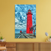 VS, Grand Haven, Michigan, vuurtoren Canvas Afdruk (Insitu (Woonkamer))