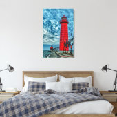 VS, Grand Haven, Michigan, vuurtoren Canvas Afdruk (Insitu (Slaapkamer))