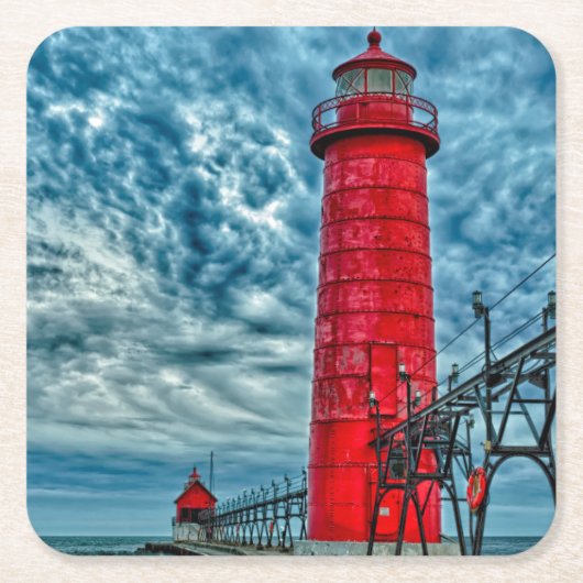 VS, Grand Haven, Michigan, vuurtoren Kartonnen Onderzetters (Voorkant)