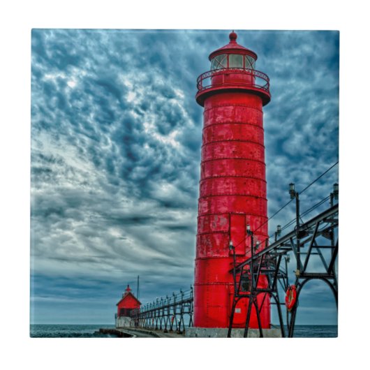 VS, Grand Haven, Michigan, vuurtoren Tegeltje (Voorkant)