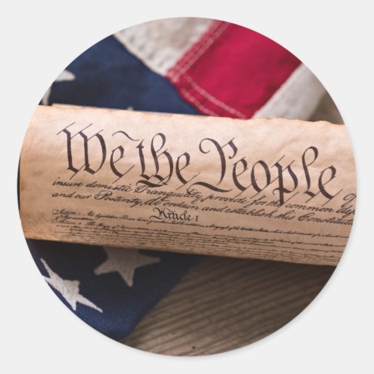 VS-grondwet Ronde Sticker (Voorkant)