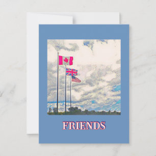 VS, GROOT-BRITTANNIË, CANADA VLAGGEN / VRIENDEN BRIEFKAART