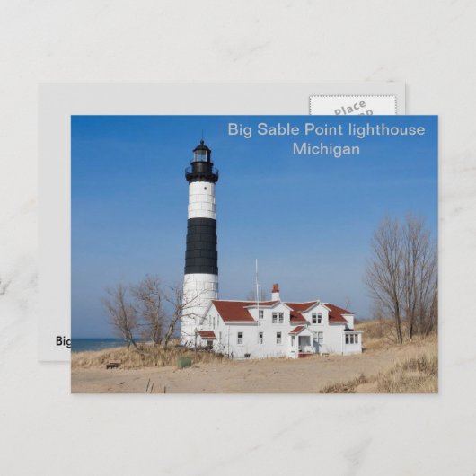VS, grote vuurtoren van Sable Point, Michigan Briefkaart (Voorkant / Achterkant)