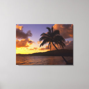 VS, Hawaï, Kauai, Kleurrijke zonsopgang in een 2 Canvas Afdruk