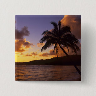 VS, Hawaï, Kauai, Kleurrijke zonsopgang in een 2 Vierkante Button 5,1 Cm
