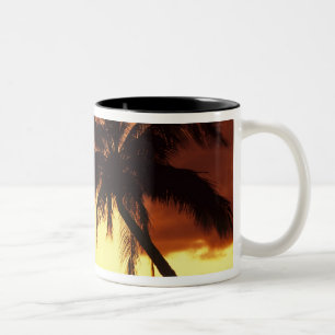 VS, Hawaï, Maui, Kleurrijke zonsondergang in een Tweekleurige Koffiemok
