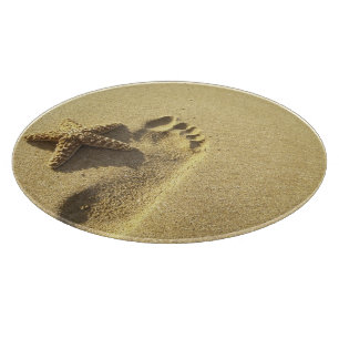 VS, Hawaï, Maui, Makena Beach, voetafdruk en Snijplank