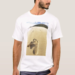 VS, Hawaï, Maui, Makena Beach, voetafdruk en T-shirt