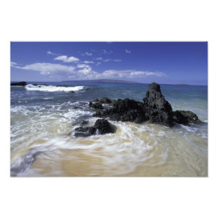 VS, Hawaï, Maui, Maui, Makena Beach, Surfen Foto Afdruk