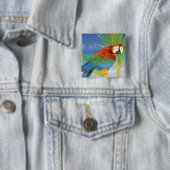 VS, Hawaï. Papegaai Vierkante Button 5,1 Cm (In situ)